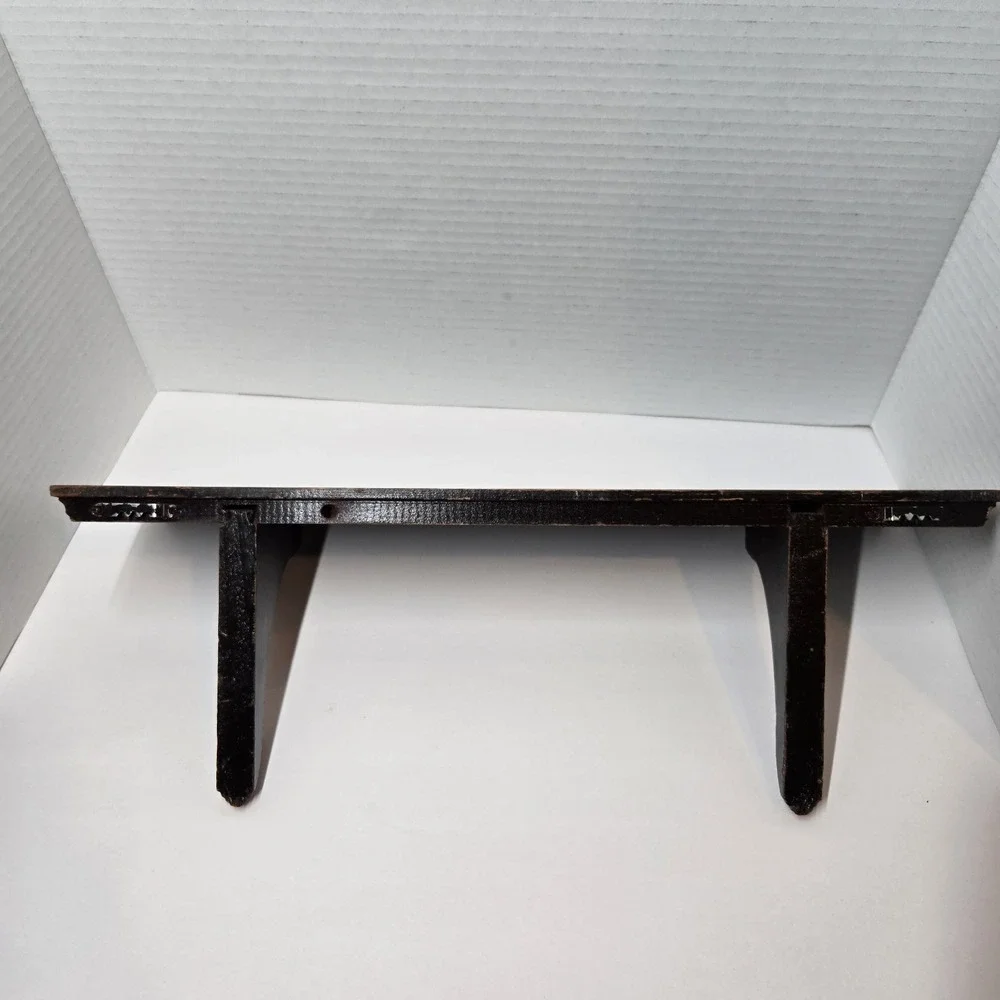 Vintage Solid Wood‎ Wall Mount Shelf w/Plate Rail Display Curio Knick Knack